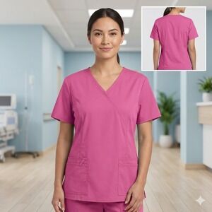 Cherokee Workwear‎ Core Stretch Scrub Top Pink 5XL 4728 SHPW Women Plus Size